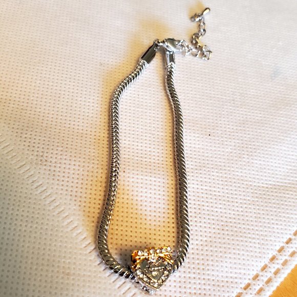 7.5" Stainless Steel Bracelet Just Married Charm - Picture 3 of 4